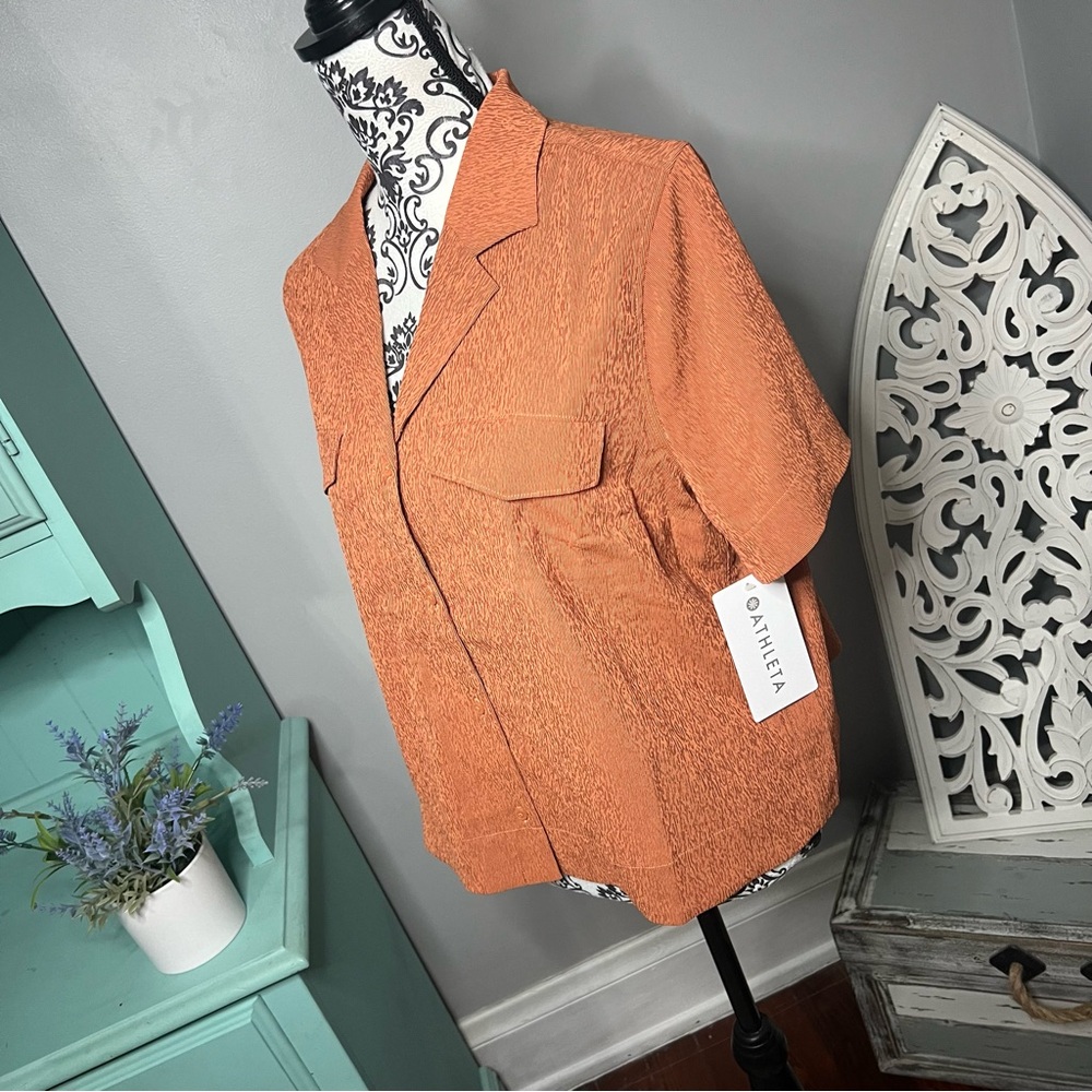 Athleta Echo Button Down Top Size Small Medium Large NWT Copper Orange - Picture 10 of 15